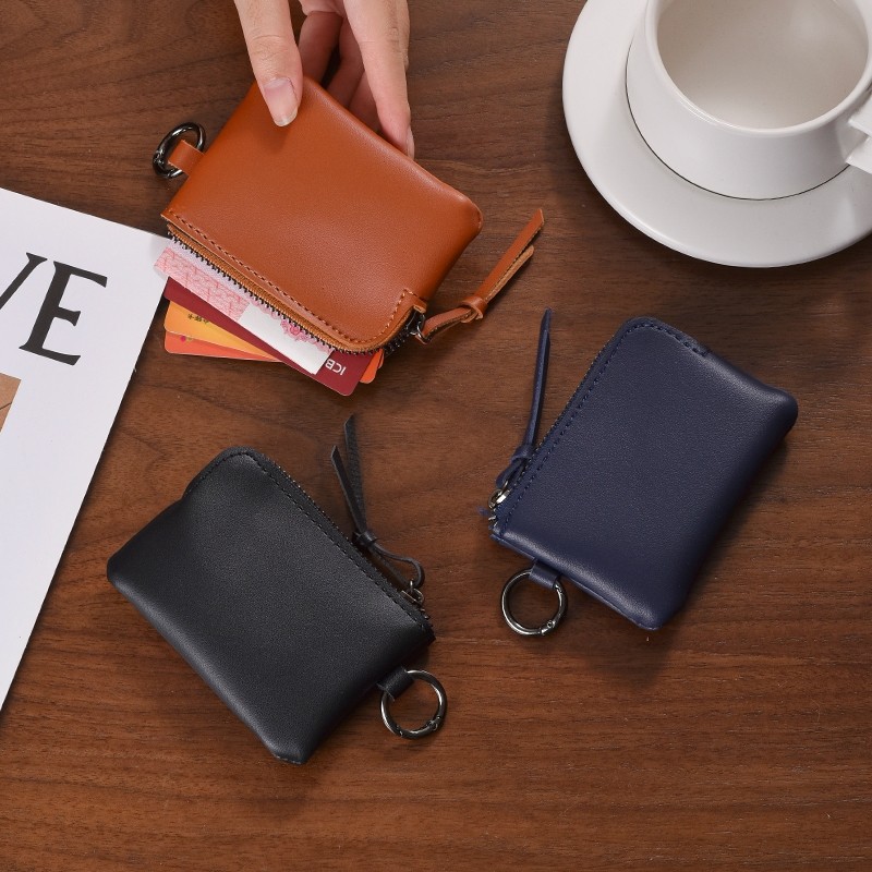 2025新款挂脖零钱包小巧收纳零钱卡包带钥匙圈软皮迷你零钱收纳包