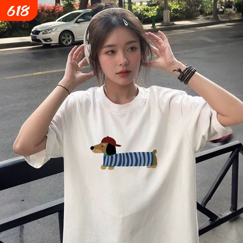 T恤宽松时尚印花短袖t恤男女情侣夏季休闲上衣黑色纯白白色0423
