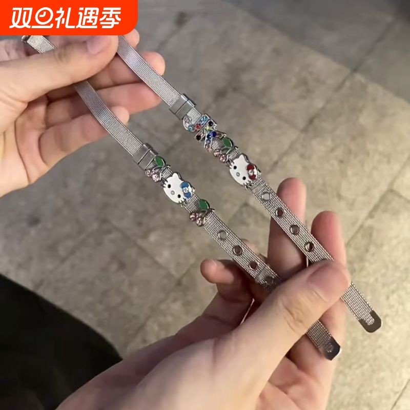 同款千禧风辣妹kitty猫樱桃情侣手环可爱少女心礼物手链