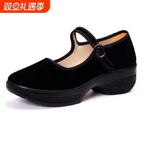 新款老北京布鞋广场舞女鞋舞蹈黑色酒店鞋女批发