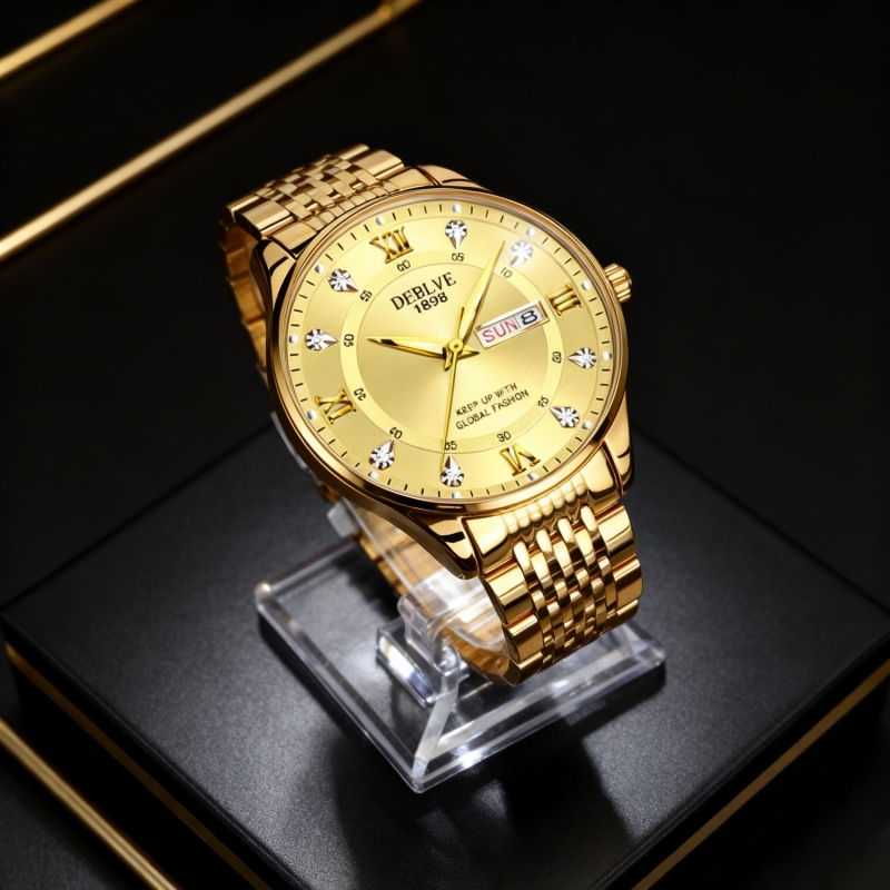 正品名牌钢带商务防水石英腕表高级感男士男款手表全自动非机械表