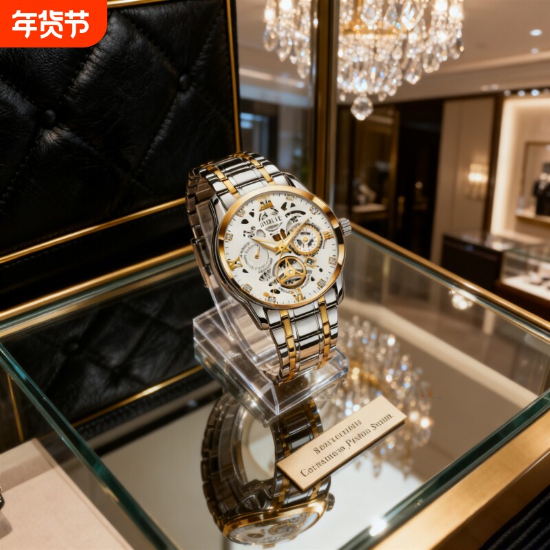 手表男款防水高级感全自动男表数字双日历防水腕表男机械风全自动