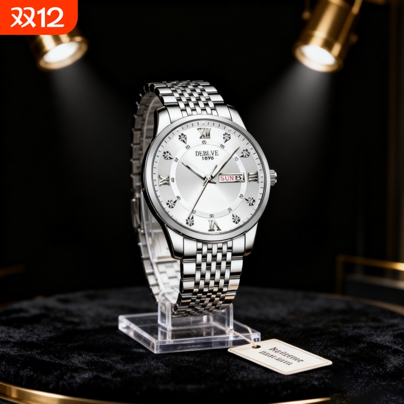 正品瑞士全自动非机械表手表男士学生韩版时尚潮双日历防水表夜光