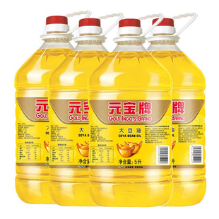元宝牌大豆油5L*4桶家用烹饪大豆油5L整箱厨房炒菜大豆油4桶囤货