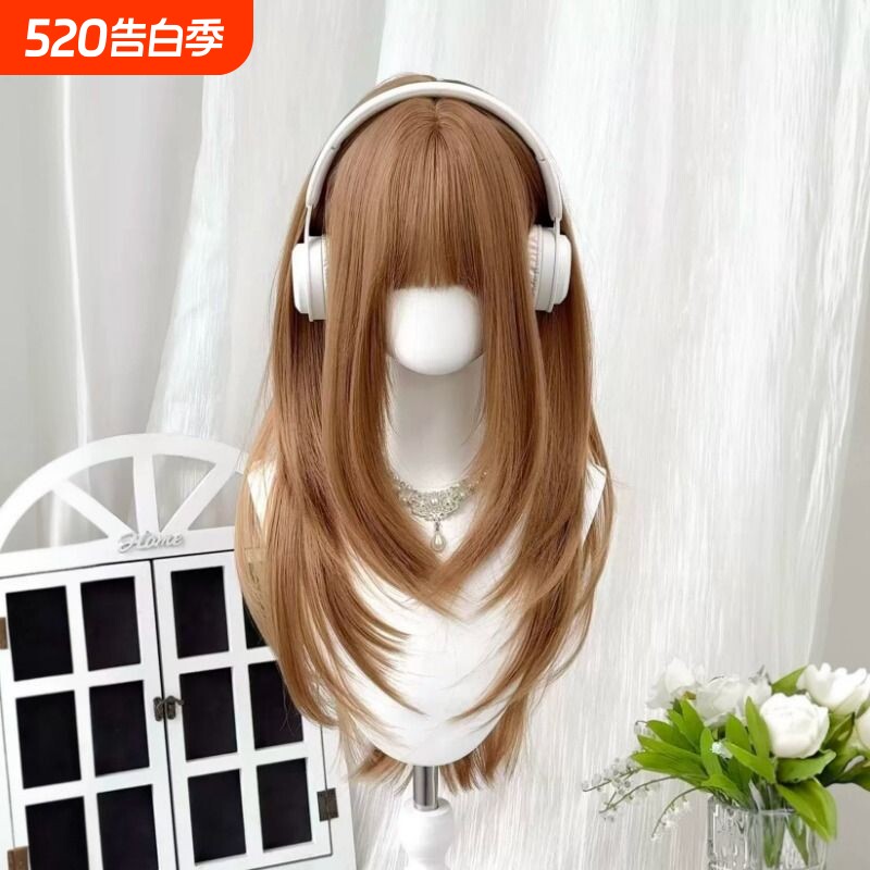 【暮色香槟】假发女氛围感高层次韩系长直发显白日常jk仿真全头套