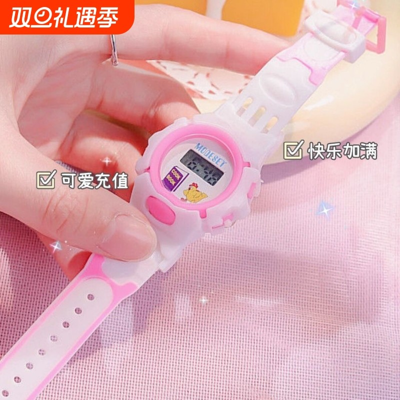儿童电子手表3-6-12岁男女孩女生只看时间卡通小学初中生韩版可爱
