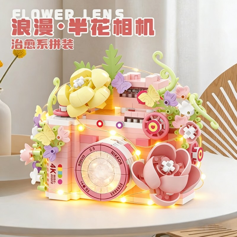 兼容乐高永生花复古单反相机系列模型积木益智拼装玩具男女孩礼物