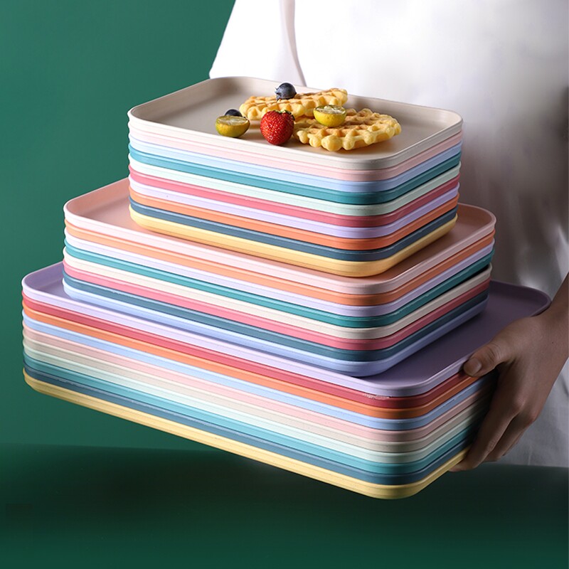 ins托盘家用放茶杯水杯茶盘塑料客厅杯子长方形水果餐盘吃饭放置