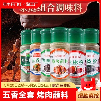 烧烤调料组合套装孜然粉椒盐辣椒粉全套烤肉蘸料家用胡椒粉黑胡椒