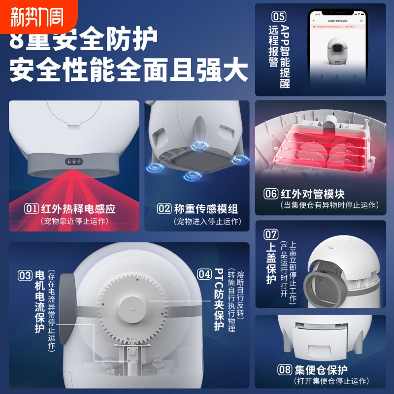 自动猫砂盆全封闭猫砂盆75大空间猫厕所防臭喵星仔猫砂盆