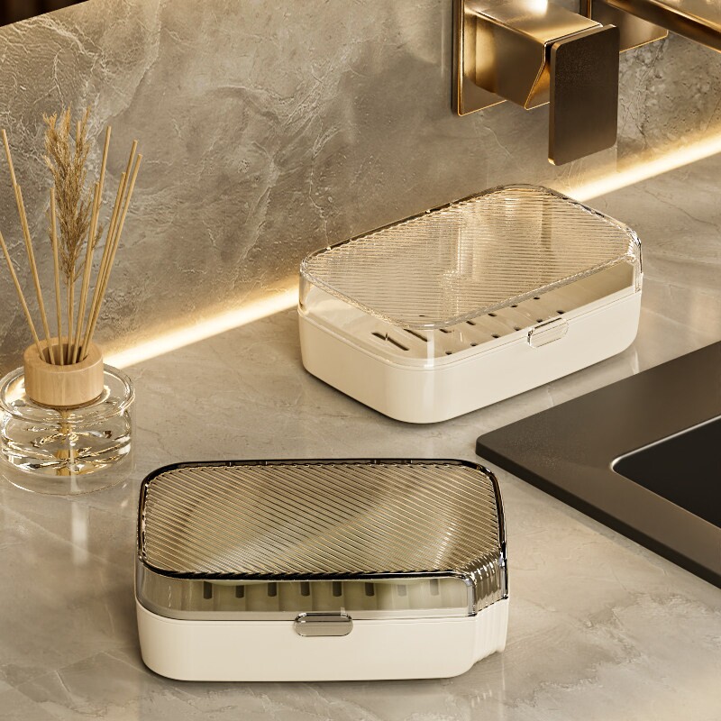 肥皂盒带盖家用大号2026新款轻奢高档洗衣皂双层沥水透明香皂盒