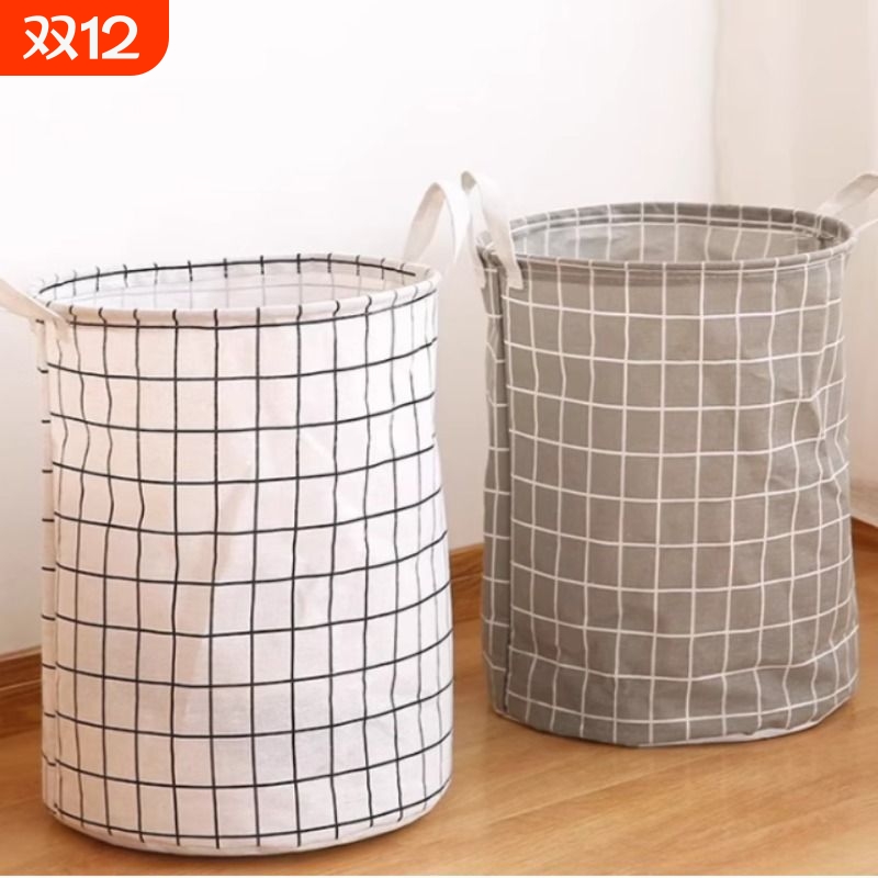北欧简约折叠脏衣篮防霉布艺收纳筐浴室卧室两用棉麻脏衣桶防水