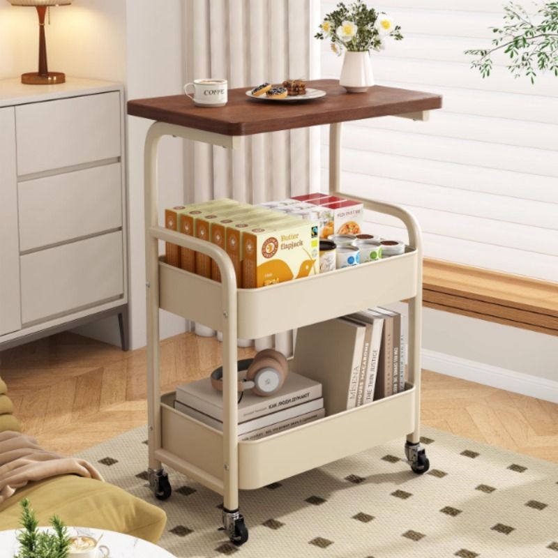 可移动茶几零食小推车奶油风客厅沙发边几边桌迷你床头置物架桌子