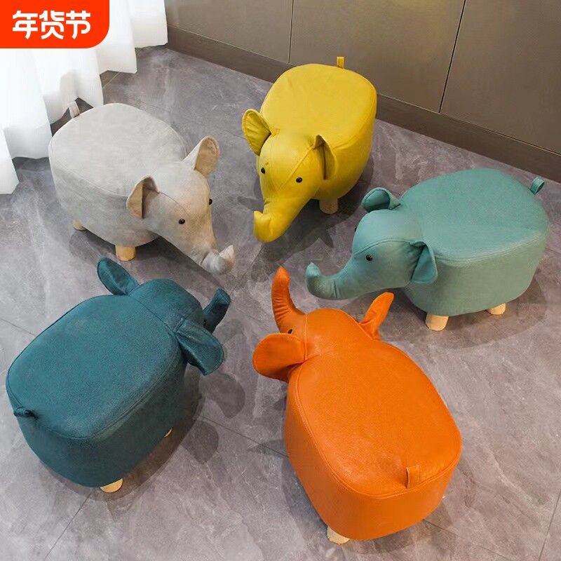 大象凳子儿童动物凳实木换鞋凳创意小凳子家用客厅卡通可爱矮凳