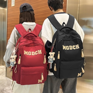 时尚 高中减负护脊双肩包女生大容量书包高颜值新款 轻便背包电脑包