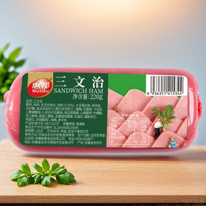 220g三文治火腿肠新鲜方腿香肠火腿切片火锅午餐肉肠早餐即食肉肠