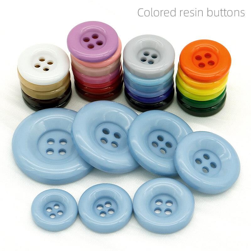 圆形四眼彩色树脂钮扣男女百搭针织衫毛衣大衣开衫西装风衣大扣子