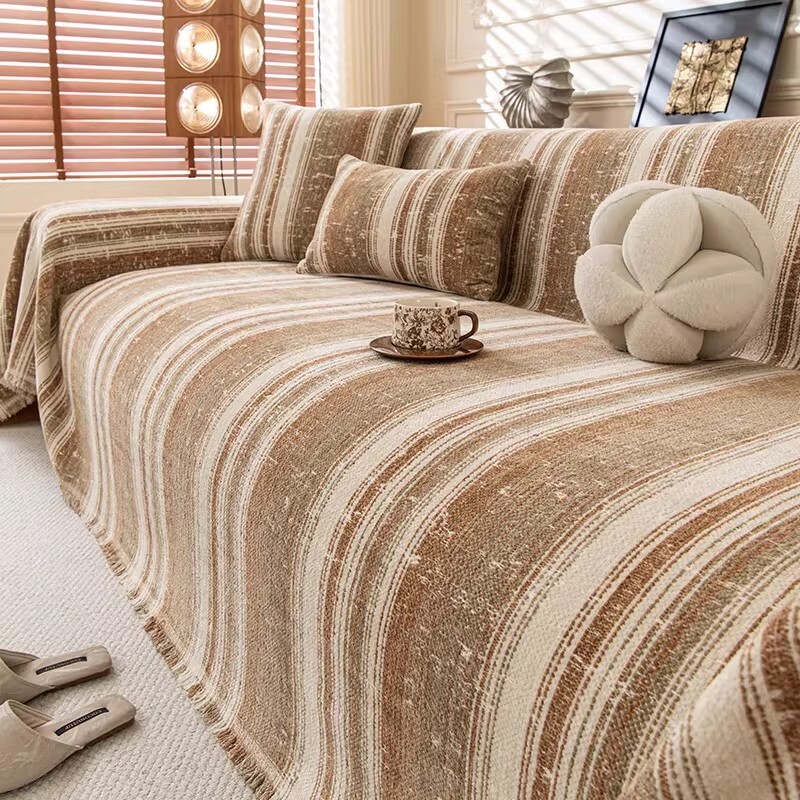 冬季加厚沙发巾保暖毛绒防猫抓沙发盖布一整张全盖套罩高级感防滑