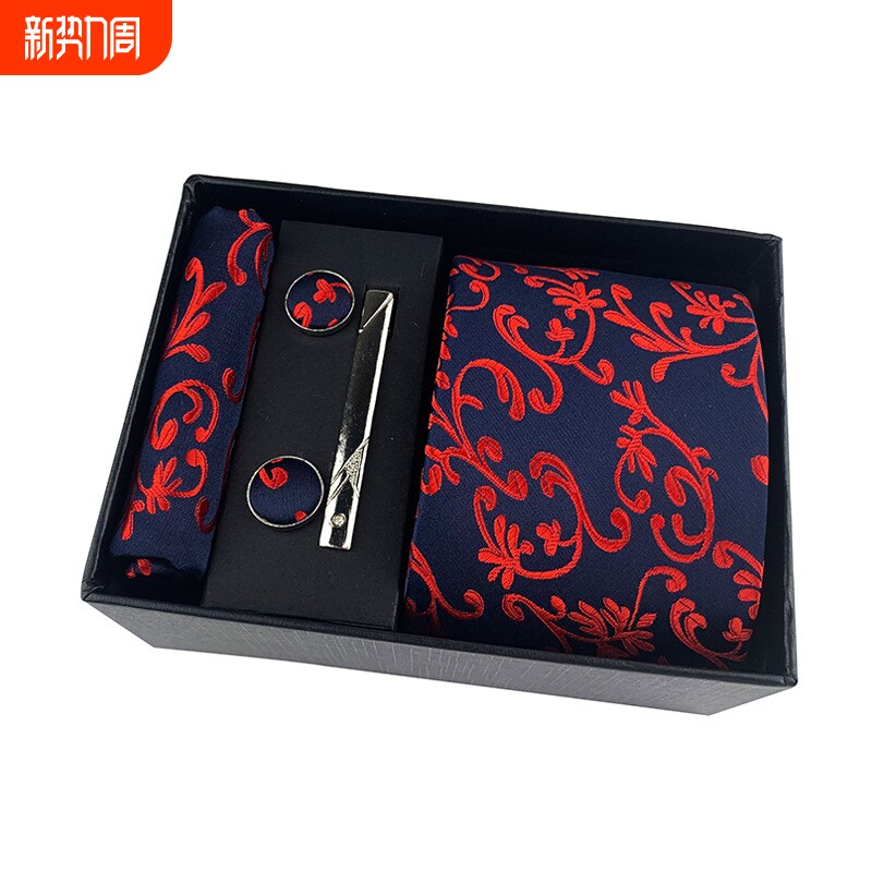 厂家批发男士领带商务正装结婚照西服配饰领带袖扣方巾领带礼盒装