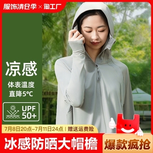 防晒衣女春夏季户外防紫外线大帽檐防晒服长袖透速干短外套轻薄