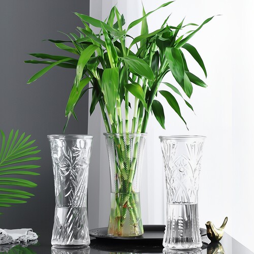 创意简约透明玻璃花瓶口水富贵竹