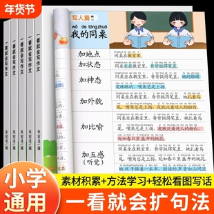 一看就会扩句法写作文小学语文五感法一本通练字帖一二三四五六年级语文每日晨读看图写话练字帖同步练习好词好句好段大全训练册
