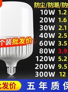 led灯泡家用E27螺口节能灯白光超亮室内护眼照明球泡暖光房间防水
