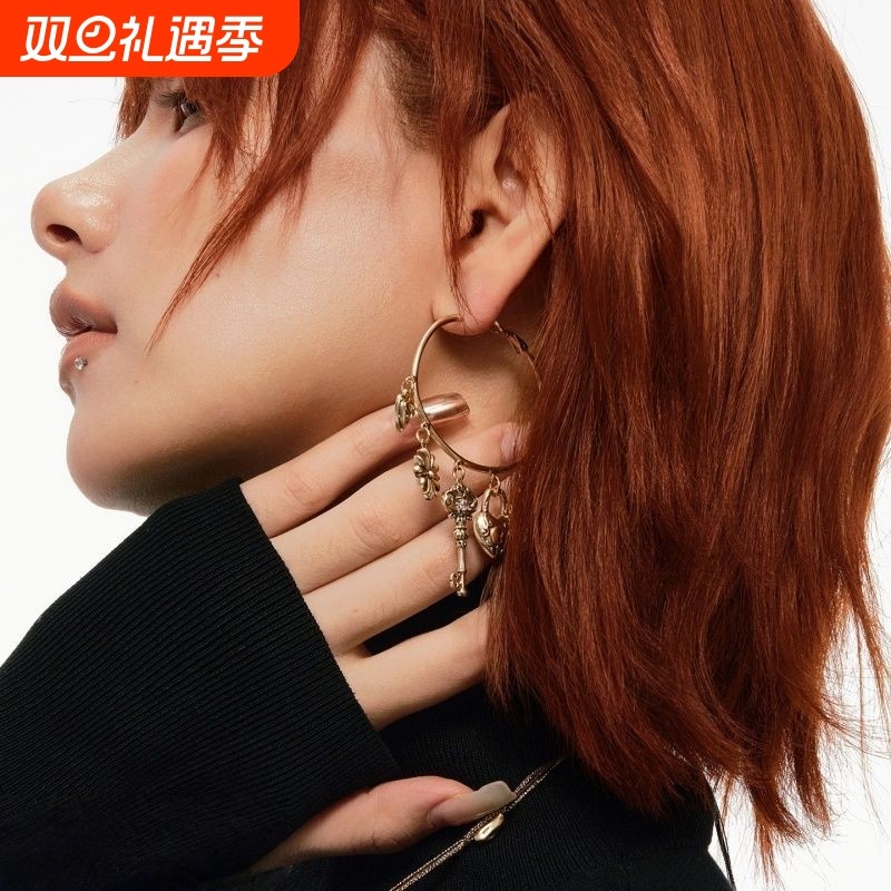SUMIYAKI 爱锁芯系列秋冬美式复古风钥匙爱心耳环显瘦大耳圈女