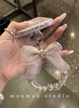 2026新款爱心钻粉色带心双链钥匙扣挂链卡扣挂件挂包潮手机链