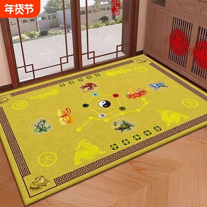 入户门地垫金黄色脚垫金钻绒七星进门地毯绿色蓝色红色土黄色貔貅,居家布艺,入户地垫,淘宝优惠券,粉丝福利购,淘宝优惠卷
