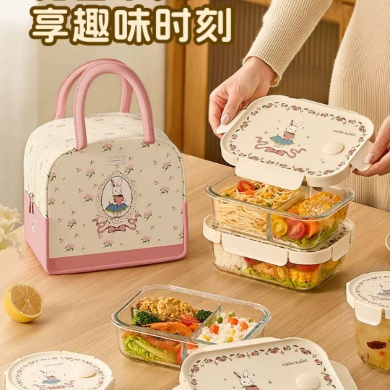希乐扣玻璃汤碗带盖便当盒可微波炉加热饭盒上班族带饭餐盒保鲜盒图片