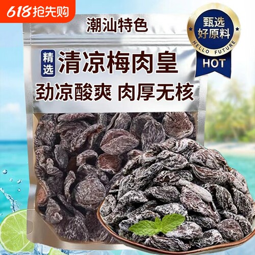 潮汕风味清凉梅肉皇无核雪花劲凉薄荷九制梅肉果脯果干解馋小零食