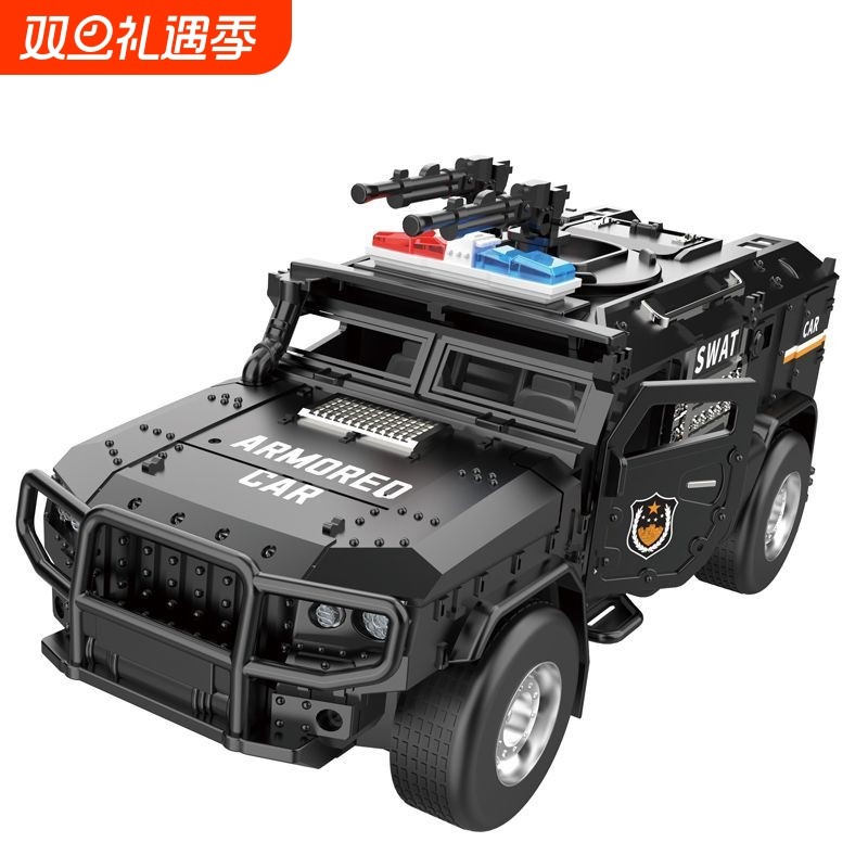 儿童双开门警车越野车玩具重装惯性特警装甲车男女孩玩具车礼物