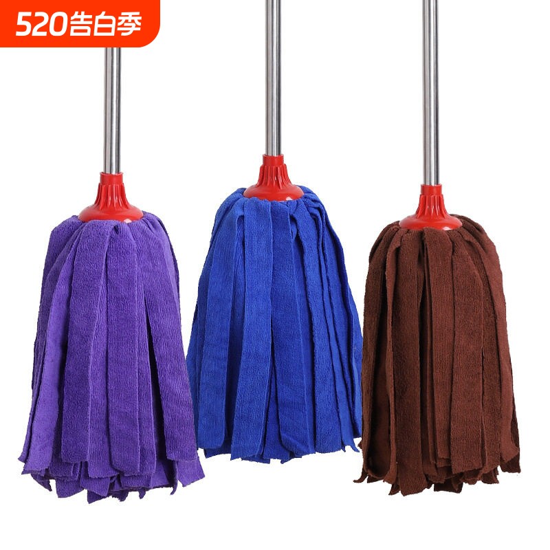 免手洗干湿两用毛巾布拖把 家用圆头吸水墩布 木地板地拖老式拖把