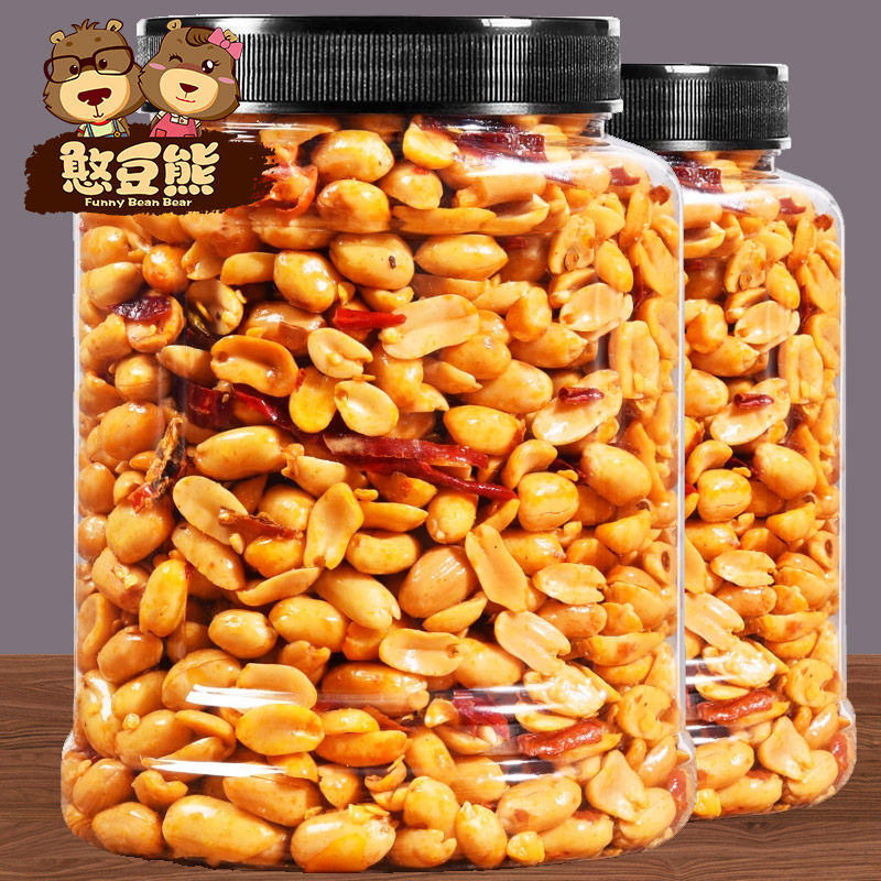 鬼花生500g下酒菜香辣油炸花生米年货批发零食小吃椒盐罐装原味
