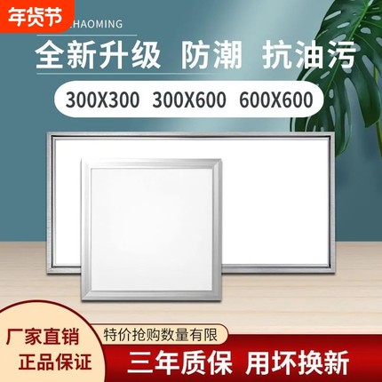 集成吊顶led灯300x300x600铝扣板厨房卫生间灯30x60嵌入式平板灯