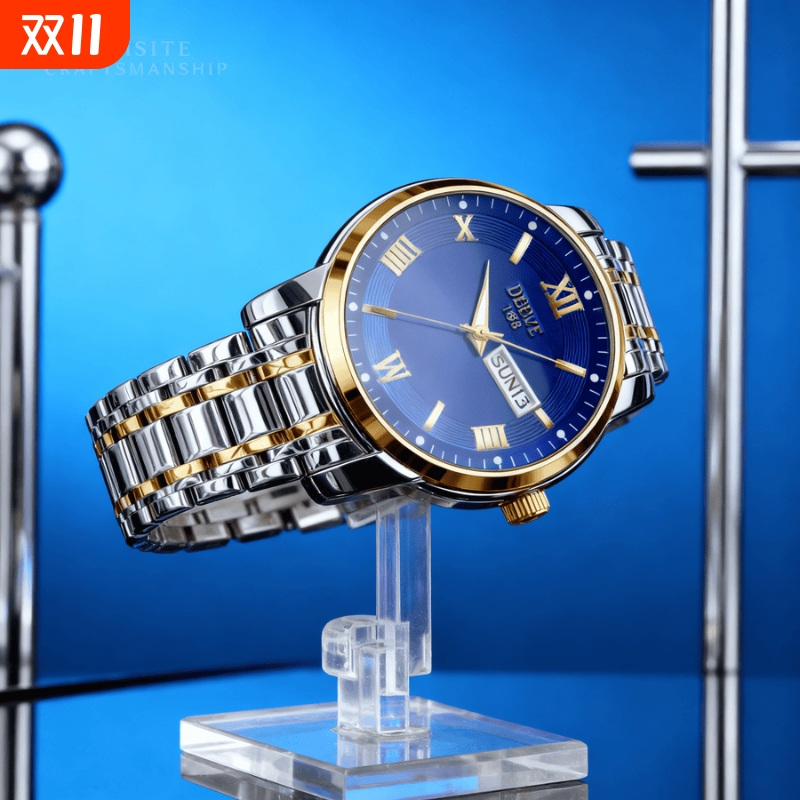 老人手表男士中老年人女士机械大数字对表夫妻爸爸妈妈款防水石英