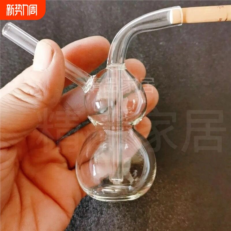 粗中细支三用大号小号玻璃水烟壶透明玻璃款过滤烟斗烟嘴一体