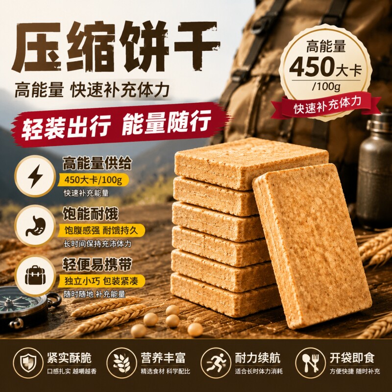 压缩饼干代餐饱腹粗粮零食家庭应急干粮学生早餐夜宵糕点木糖醇