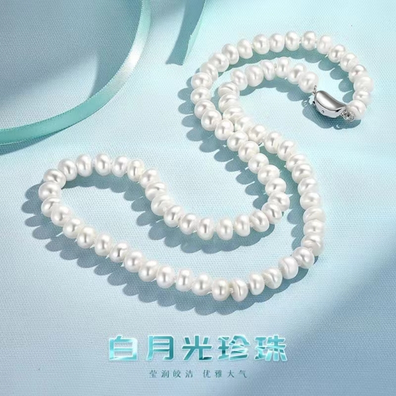 诸暨淡水珍珠项链妈妈气质百搭全珠链简约风送女友馒头形婆婆颈链