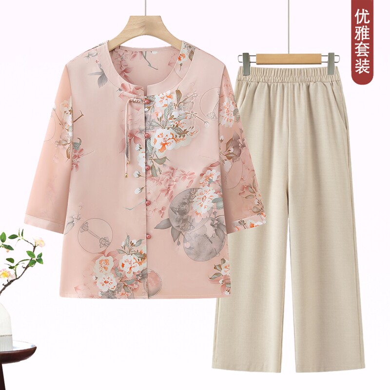妈妈夏季新中式上衣女大码奶奶装衬衫老太太衣服款老年人套装开衫图片