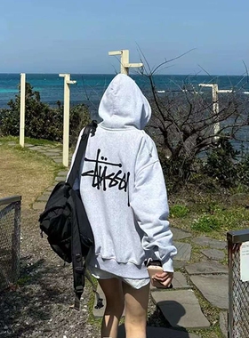 2026新潮牌STU汽水罐图案印花联名漫画拉链开衫连帽外白色黑色