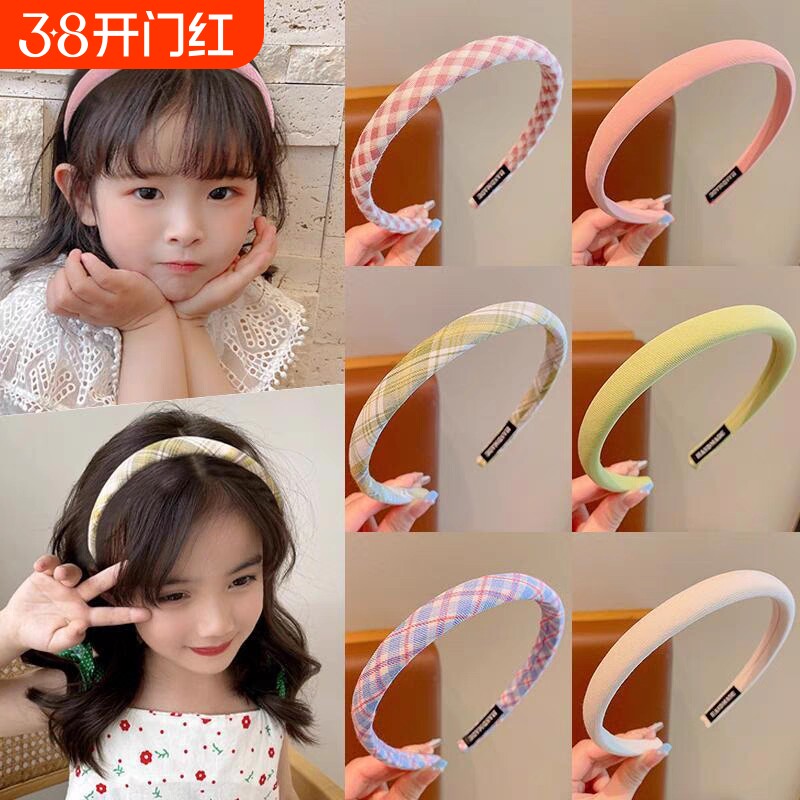 发箍儿童女格子2026新款童不勒头压发发卡发捆头饰女粉色白色绿色 - 天天特卖工厂