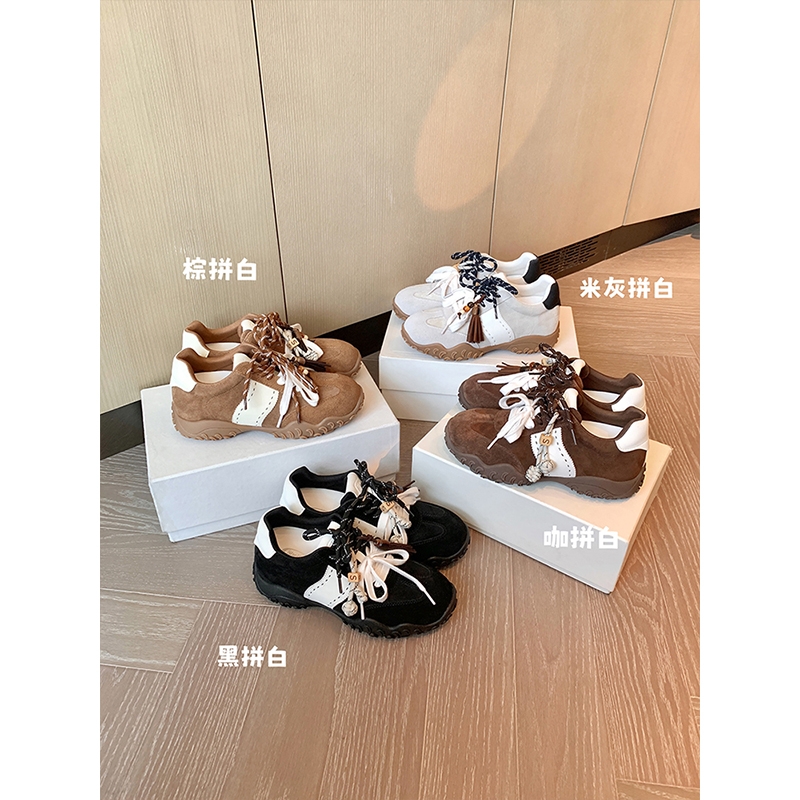 【苏茵茵】新色啦~8cm内增高月牙厚底鸳鸯鞋带运动休闲鞋女德训鞋
