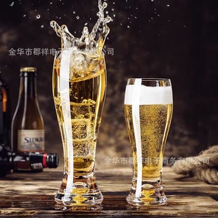 高档金箔水晶玻璃啤酒杯轻奢精酿扎啤杯大容量家用果汁杯冷饮杯子