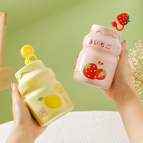 沃酱陶瓷少女心纯手工吸管杯