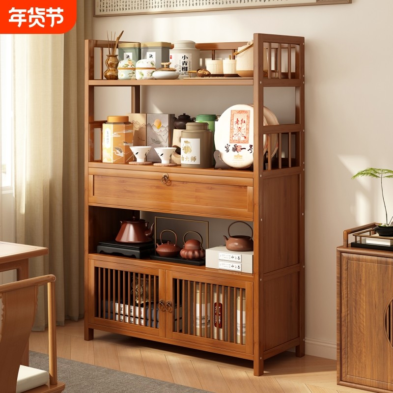新中式博古架茶叶展示柜客厅置物架书架货架柜子楠竹多层办公室,住宅家具,搁板/置物架/家用陈列架,淘宝优惠券,粉丝福利购,淘宝优惠卷