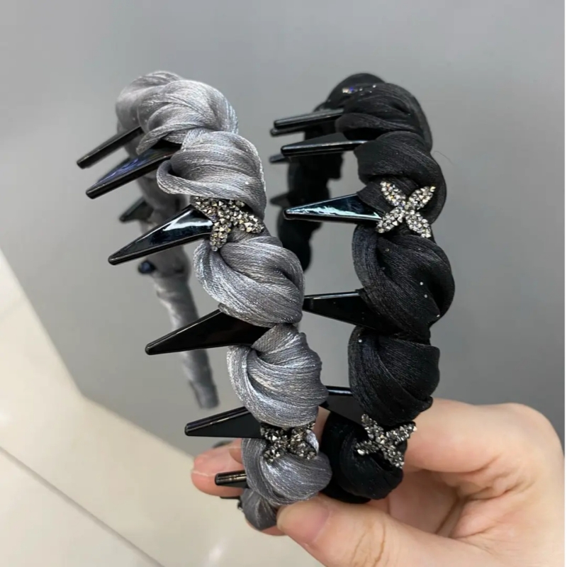 法式风轻奢风绢纱缠绕带齿发箍女款高级感压发头箍高颅顶气质2025