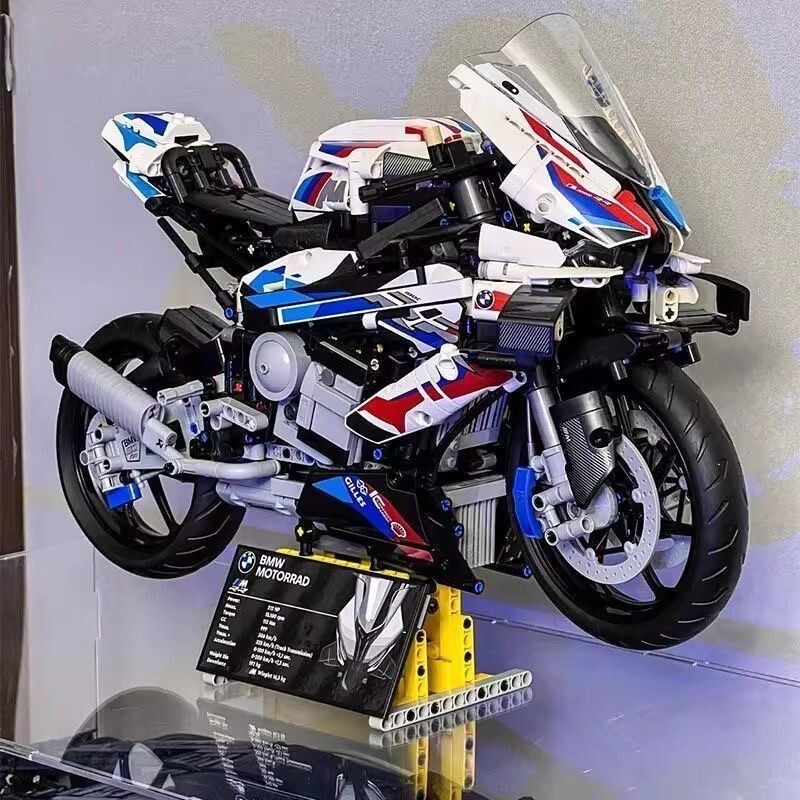宝马M1000RR摩托车积木机械组赛车模型男孩拼装乐玩具高遥控跑车