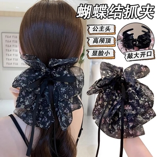 網(wǎng)紅蝴蝶結(jié)發(fā)夾抓夾女夏后腦勺夾子2025年新款 發(fā)卡高顱頂頭飾飄帶